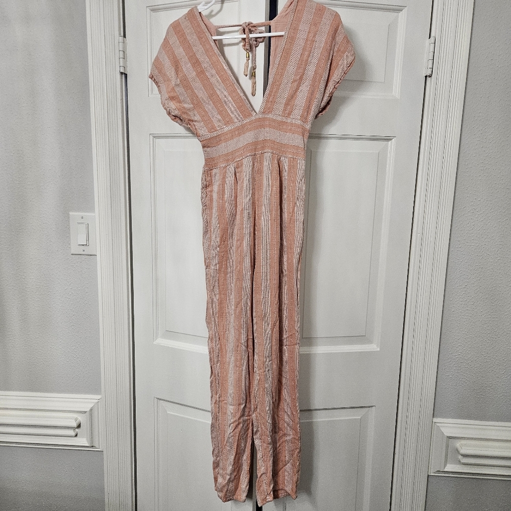 Anthropologie L Space Striped Cover-Up Jumpsuit Size Small pink viscose - Picture 3 of 9